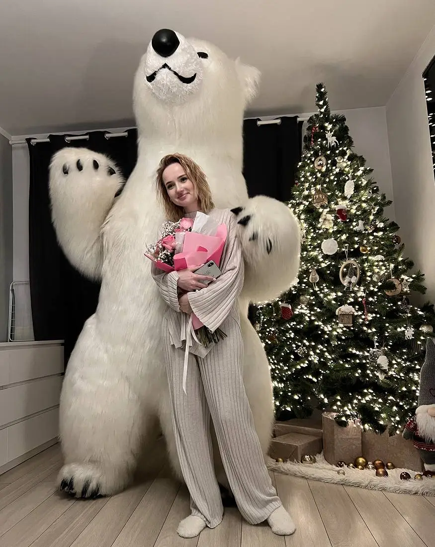 Polar bear birthday surprise with Christmas tree in Vancouver