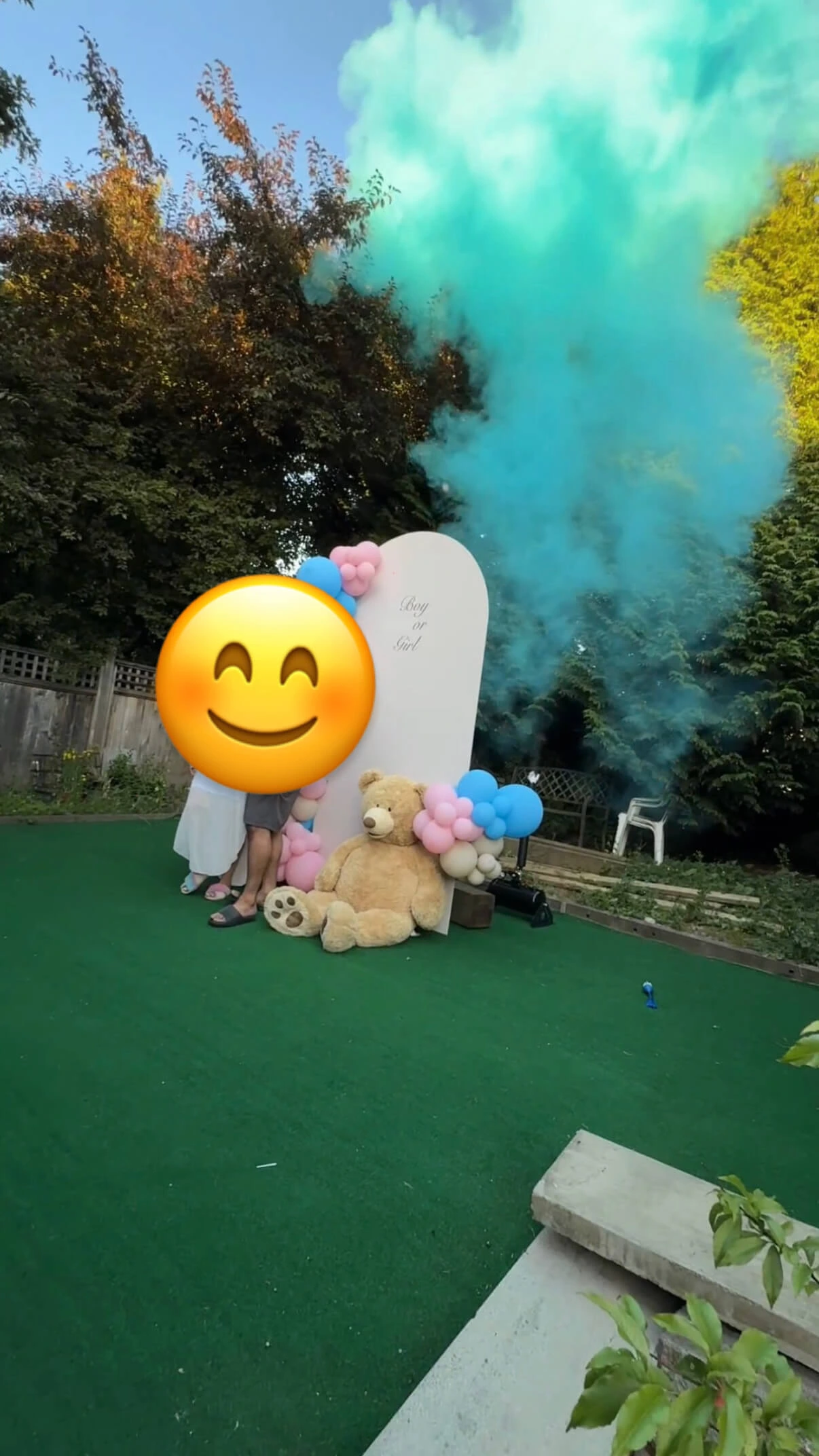 Gender reveal smoke bubbles by Grand Show