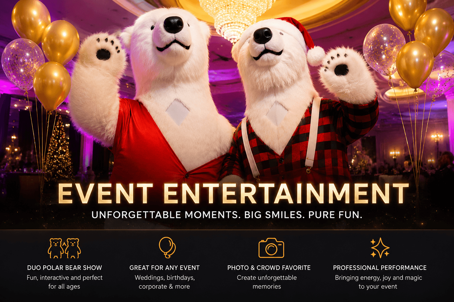 Polar bear show entertaining guests