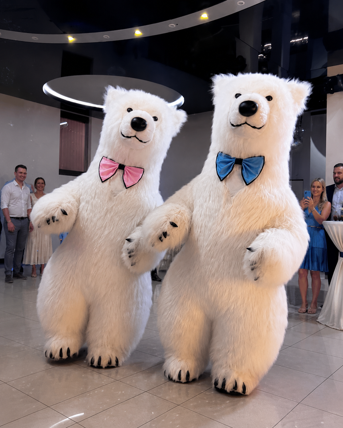 Two Polar Bear performers at an event