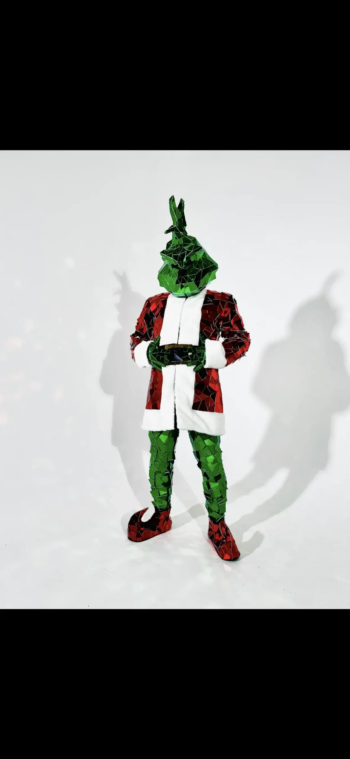 Green Christmas Character on a white background