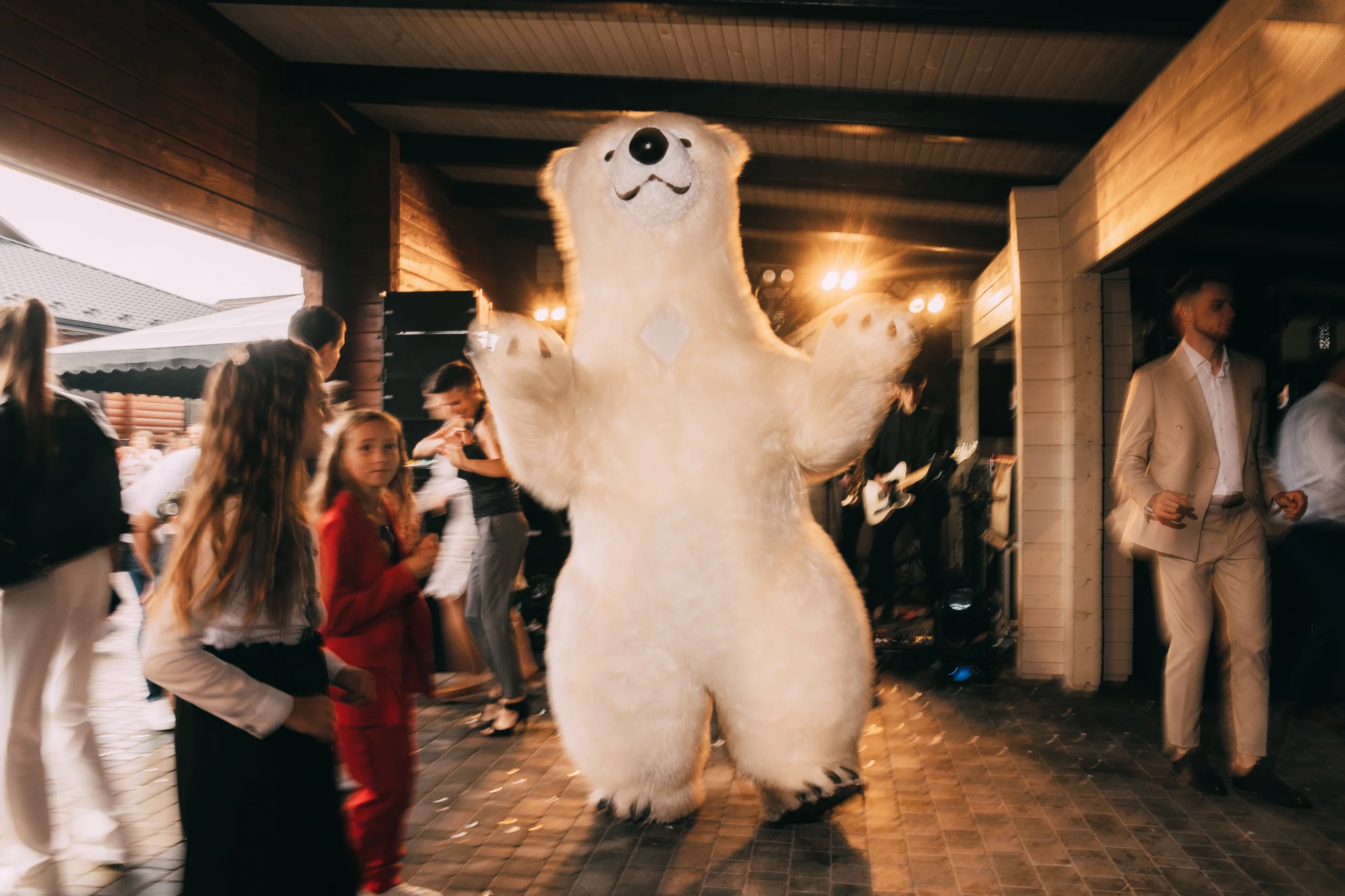 Polar Bear entertaining guests at an event